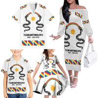Inca Empire Tawantinsuyu Family Matching Off The Shoulder Long Sleeve Dress and Hawaiian Shirt Realm of the Four Parts