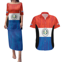 Paraguay Football Custom Couples Matching Puletasi and Hawaiian Shirt Come On Albirroja with Flag Style