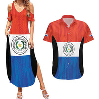 Paraguay Football Custom Couples Matching Summer Maxi Dress and Hawaiian Shirt Come On Albirroja with Flag Style
