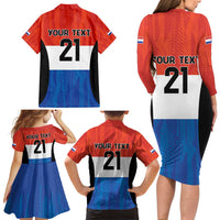 Paraguay Football Custom Family Matching Long Sleeve Bodycon Dress and Hawaiian Shirt Come On Albirroja with Flag Style