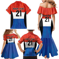 Paraguay Football Custom Family Matching Mermaid Dress and Hawaiian Shirt Come On Albirroja with Flag Style
