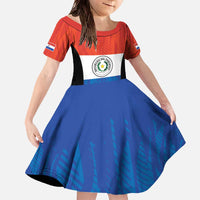 Paraguay Football Custom Family Matching Off The Shoulder Long Sleeve Dress and Hawaiian Shirt Come On Albirroja with Flag Style