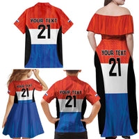 Paraguay Football Custom Family Matching Off Shoulder Maxi Dress and Hawaiian Shirt Come On Albirroja with Flag Style