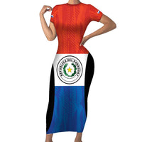 Paraguay Football Custom Family Matching Short Sleeve Bodycon Dress and Hawaiian Shirt Come On Albirroja with Flag Style