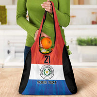 Paraguay Football Custom Grocery Bag Come On Albirroja with Flag Style
