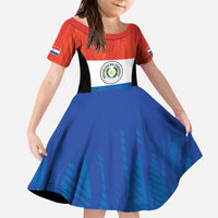 Paraguay Football Custom Kid Short Sleeve Dress Come On Albirroja with Flag Style