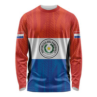Paraguay Football Custom Long Sleeve Shirt Come On Albirroja with Flag Style