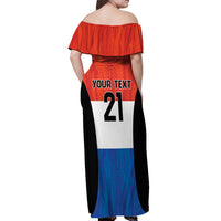 Paraguay Football Custom Off Shoulder Maxi Dress Come On Albirroja with Flag Style