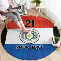 Paraguay Football Custom Round Carpet Come On Albirroja with Flag Style