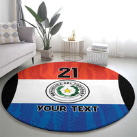 Paraguay Football Custom Round Carpet Come On Albirroja with Flag Style
