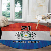 Paraguay Football Custom Round Carpet Come On Albirroja with Flag Style