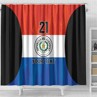 Paraguay Football Custom Shower Curtain Come On Albirroja with Flag Style