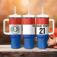 Paraguay Football Custom Tumbler With Handle Come On Albirroja with Flag Style