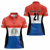 Paraguay Football Custom Women Polo Shirt Come On Albirroja with Flag Style
