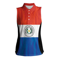 Paraguay Football Custom Women Sleeveless Polo Shirt Come On Albirroja with Flag Style