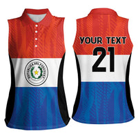 Paraguay Football Custom Women Sleeveless Polo Shirt Come On Albirroja with Flag Style