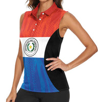 Paraguay Football Custom Women Sleeveless Polo Shirt Come On Albirroja with Flag Style