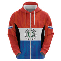 Paraguay Football Custom Zip Hoodie Come On Albirroja with Flag Style