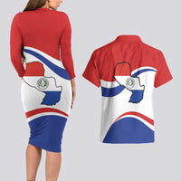 Paraguay Paz y justicia Couples Matching Long Sleeve Bodycon Dress and Hawaiian Shirt Coat of arms of Paraguay