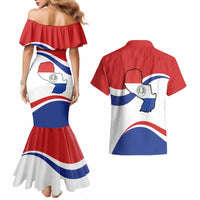 Paraguay Paz y justicia Couples Matching Mermaid Dress and Hawaiian Shirt Coat of arms of Paraguay