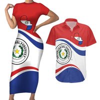 Paraguay Paz y justicia Couples Matching Short Sleeve Bodycon Dress and Hawaiian Shirt Coat of arms of Paraguay
