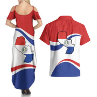 Paraguay Paz y justicia Couples Matching Summer Maxi Dress and Hawaiian Shirt Coat of arms of Paraguay