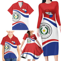 Paraguay Paz y justicia Family Matching Long Sleeve Bodycon Dress and Hawaiian Shirt Coat of arms of Paraguay