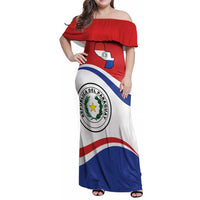 Paraguay Paz y justicia Family Matching Off Shoulder Maxi Dress and Hawaiian Shirt Coat of arms of Paraguay