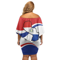 Paraguay Paz y justicia Family Matching Off Shoulder Short Dress and Hawaiian Shirt Coat of arms of Paraguay