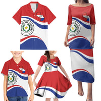 Paraguay Paz y justicia Family Matching Puletasi and Hawaiian Shirt Coat of arms of Paraguay