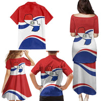 Paraguay Paz y justicia Family Matching Puletasi and Hawaiian Shirt Coat of arms of Paraguay