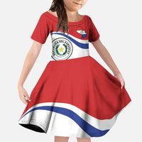 Paraguay Paz y justicia Family Matching Short Sleeve Bodycon Dress and Hawaiian Shirt Coat of arms of Paraguay