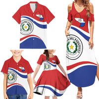 Paraguay Paz y justicia Family Matching Summer Maxi Dress and Hawaiian Shirt Coat of arms of Paraguay