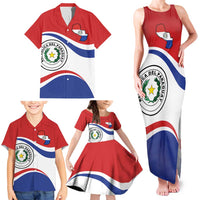 Paraguay Paz y justicia Family Matching Tank Maxi Dress and Hawaiian Shirt Coat of arms of Paraguay
