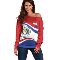 Paraguay Paz y justicia Off Shoulder Sweater Coat of arms of Paraguay