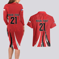 Chile Football Custom Couples Matching Long Sleeve Bodycon Dress and Hawaiian Shirt Chi Chi Chi Le Le Le Viva Chile