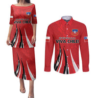 Chile Football Custom Couples Matching Puletasi and Long Sleeve Button Shirt Chi Chi Chi Le Le Le Viva Chile