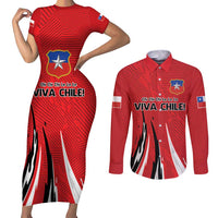 Chile Football Custom Couples Matching Short Sleeve Bodycon Dress and Long Sleeve Button Shirt Chi Chi Chi Le Le Le Viva Chile