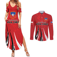Chile Football Custom Couples Matching Summer Maxi Dress and Long Sleeve Button Shirt Chi Chi Chi Le Le Le Viva Chile