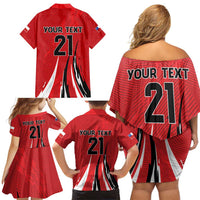Chile Football Custom Family Matching Off Shoulder Short Dress and Hawaiian Shirt Chi Chi Chi Le Le Le Viva Chile
