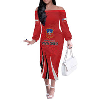 Chile Football Custom Off The Shoulder Long Sleeve Dress Chi Chi Chi Le Le Le Viva Chile