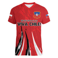 Chile Football Custom Women V-Neck T-Shirt Chi Chi Chi Le Le Le Viva Chile