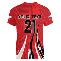 Chile Football Custom Women V-Neck T-Shirt Chi Chi Chi Le Le Le Viva Chile