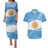 Argentina Flag Day Personalized Couples Matching Puletasi and Hawaiian Shirt Simple Sol de Mayo