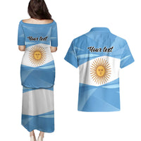 Argentina Flag Day Personalized Couples Matching Puletasi and Hawaiian Shirt Simple Sol de Mayo