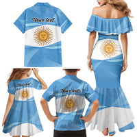 Argentina Flag Day Personalized Family Matching Mermaid Dress and Hawaiian Shirt Simple Sol de Mayo