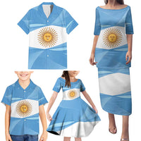 Argentina Flag Day Personalized Family Matching Puletasi and Hawaiian Shirt Simple Sol de Mayo