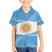 Argentina Flag Day Personalized Family Matching Short Sleeve Bodycon Dress and Hawaiian Shirt Simple Sol de Mayo