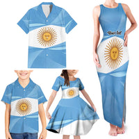 Argentina Flag Day Personalized Family Matching Tank Maxi Dress and Hawaiian Shirt Simple Sol de Mayo