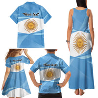 Argentina Flag Day Personalized Family Matching Tank Maxi Dress and Hawaiian Shirt Simple Sol de Mayo